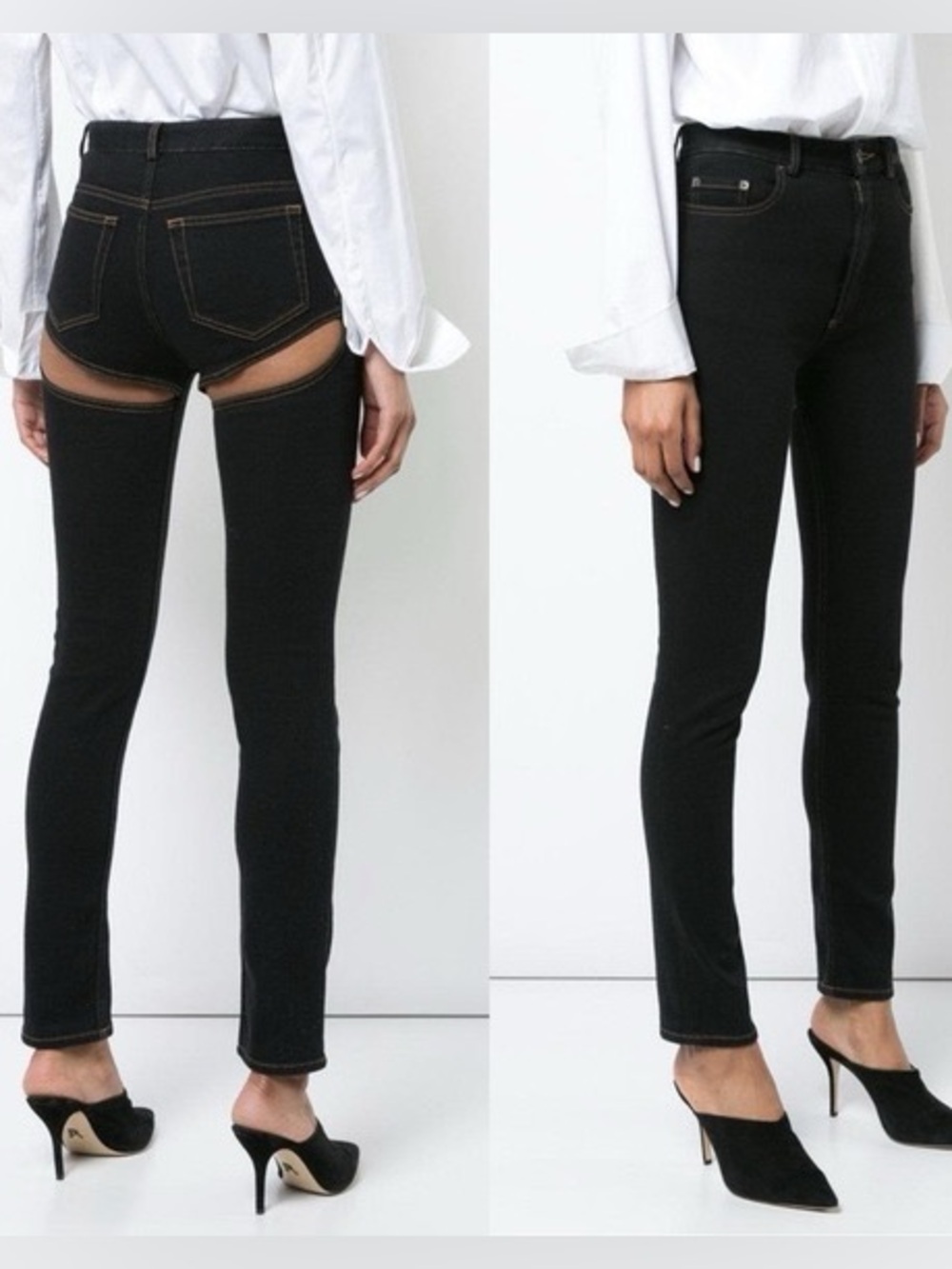 NWT Y Project Back Slit Cut Out Skinny Jeans Dark Indigo Sz XS